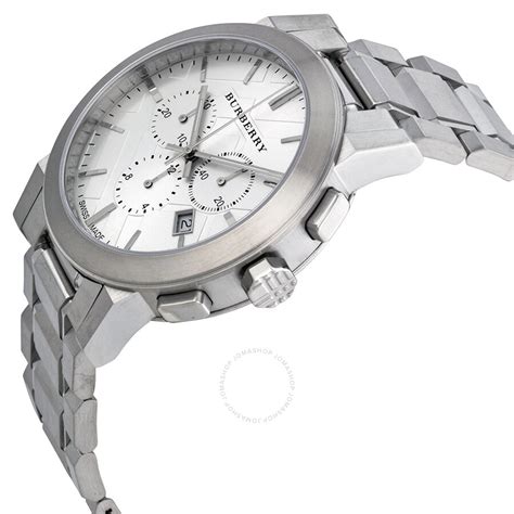 Burberry Silver Dial Chronograph Stainless Steel Men's Watch 